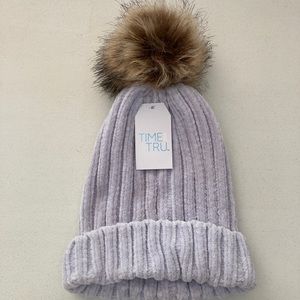 Time and Tru Ribbed Pom Beanie Purple Women